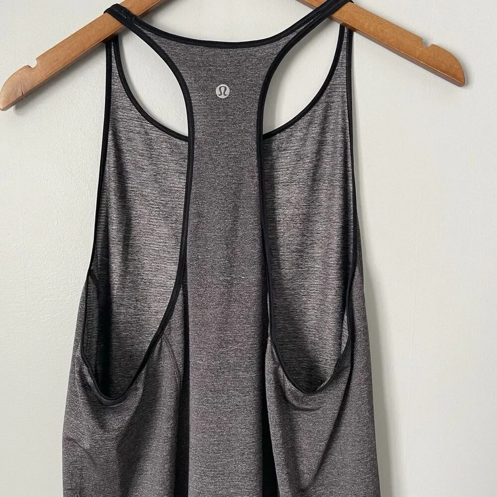 Lululemon My Race My Pace Racerback Tank Top Metallic Gray Black Trim Large - Picture 4 of 7
